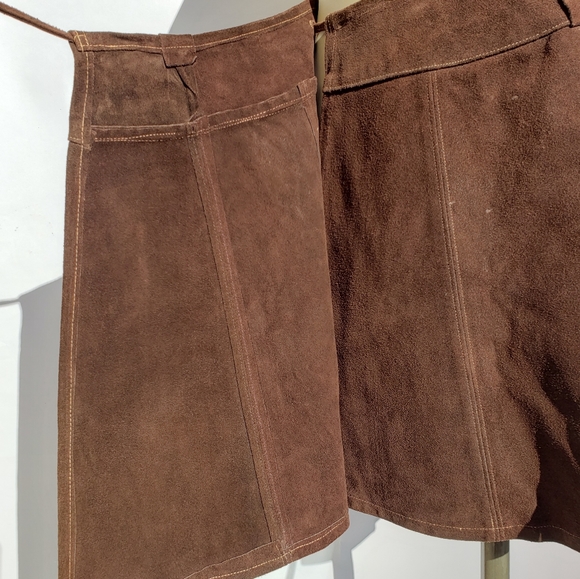 Vintage Brown Suede Mini Wrap Skirt - Picture 7 of 7